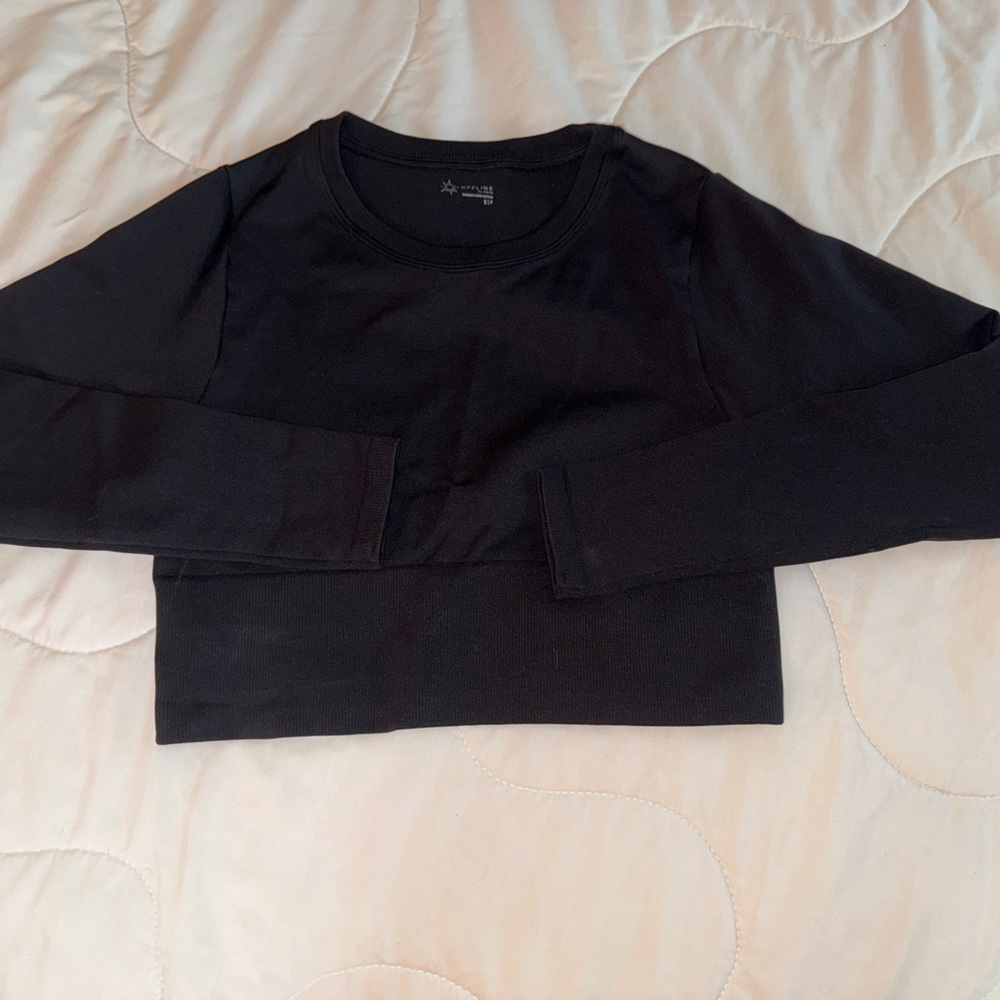 Aerie Black Long Sleeve Workout Top